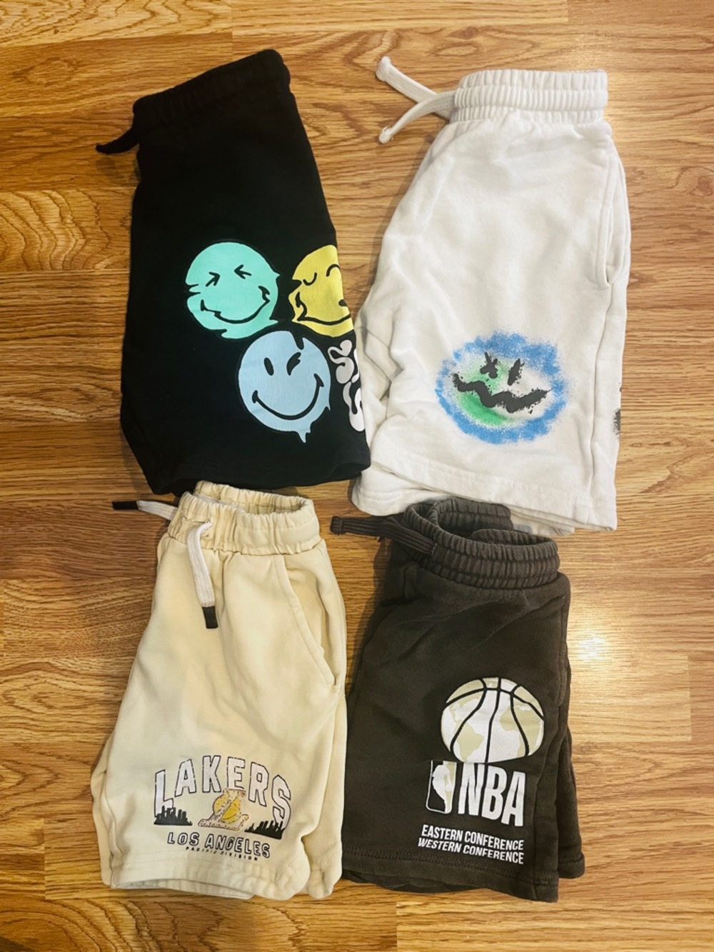Zara Kids knit Graphic Shorts Pack - Black, White, Cream, Grey